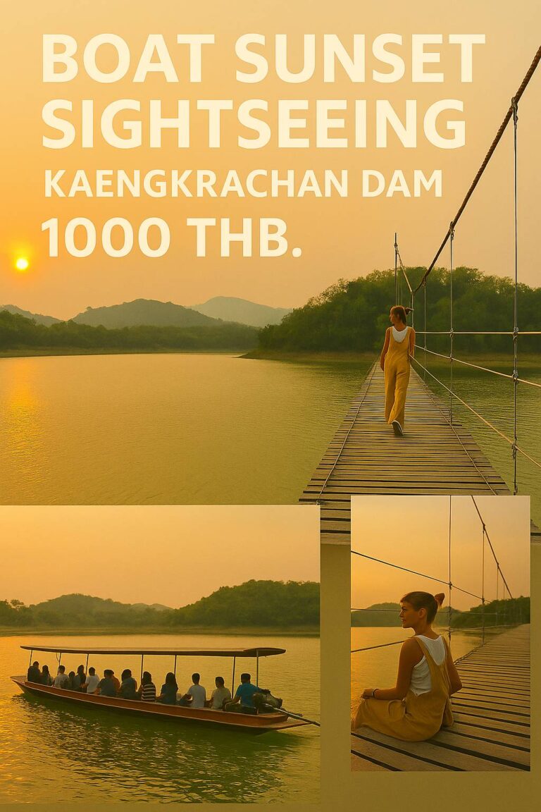 ล่องเรือชมพระอาทิตย์ตกที่เขื่อนแก่งกระจาน พร้อมชมวิวธรรมชาติและสะพานไม้ยามเย็น